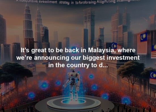 It’s great to be back in Malaysia, where we’re announcing our biggest investment in the country to date to help support its AI transformation and create new skilling opportunities for people across the country.
